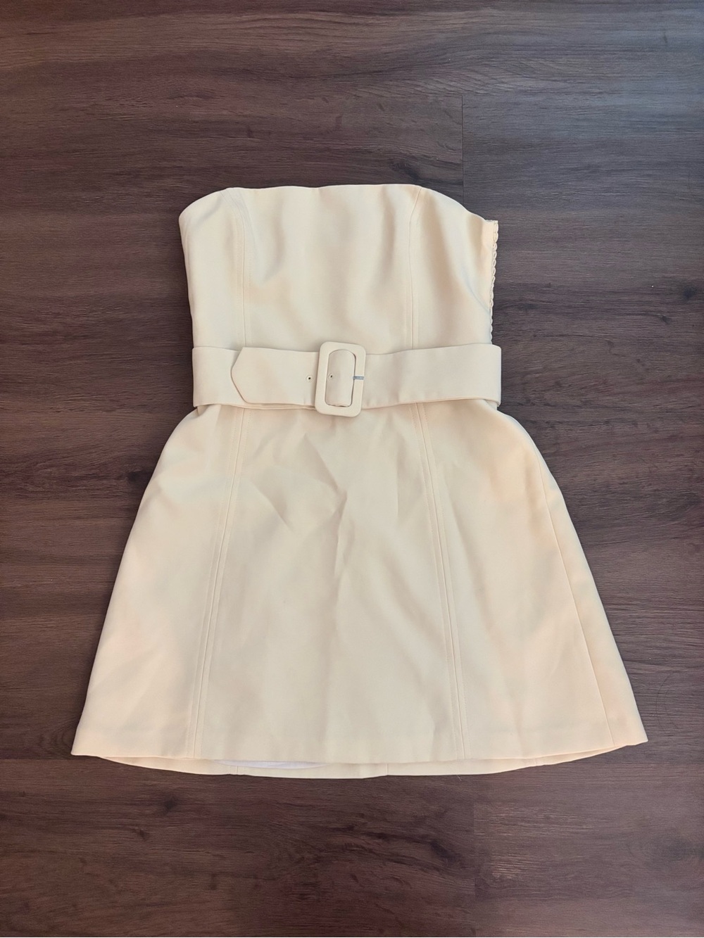 Amanda Uprichard Yellow Strapless Belted Mini Dress